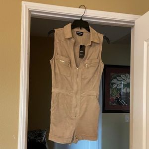 Faux suede romper